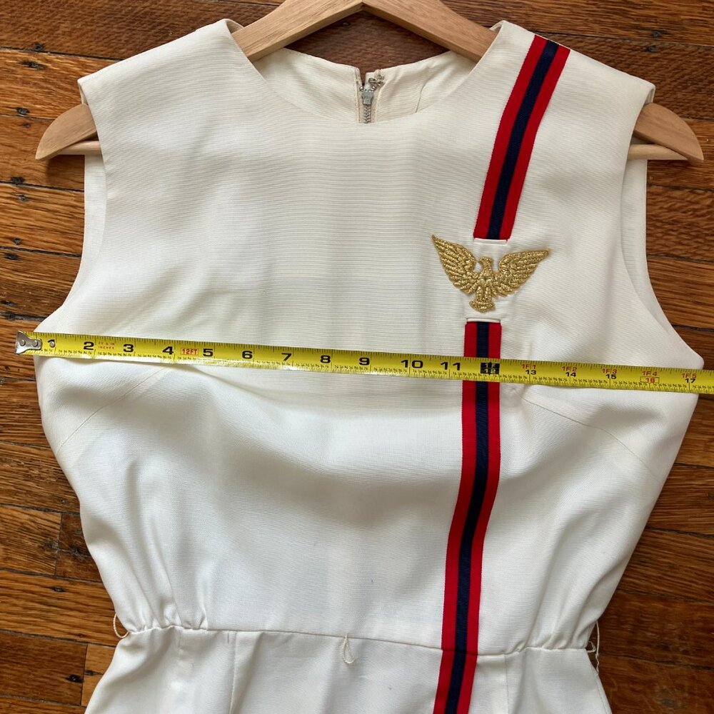 Vintage 1960s Cream Cotton Belted Sheath Dress XS/S Excellent Cond Classic Mod